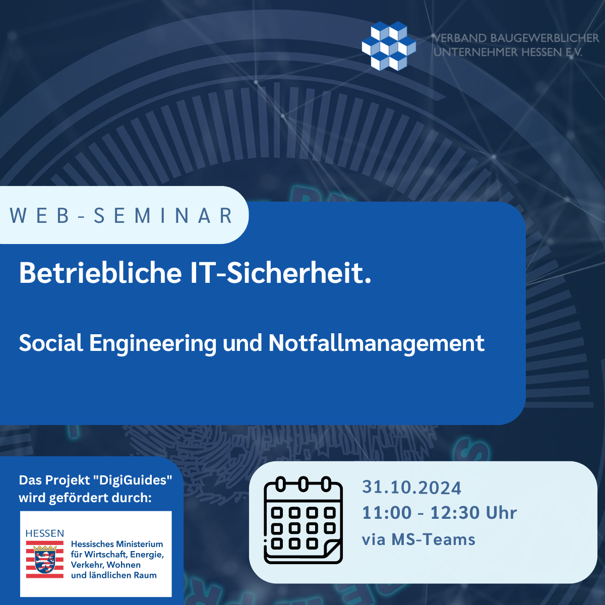 Webseminar: Betriebliche IT-Sicherheit. Social Engineering und Notfallmanagement